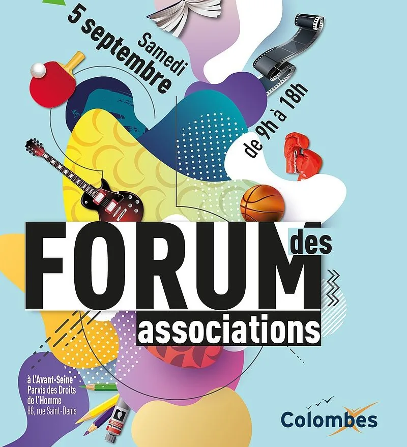 Affiche du Forum des associations de Colombes, samedi 5 septembre 2020 de 9h à 18h à l'Avant-Seine